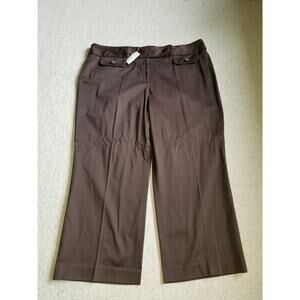 NWT Womens Pants-ANN TAYLOR-brown cotton stretch "Signature Fit" cropped wide-16